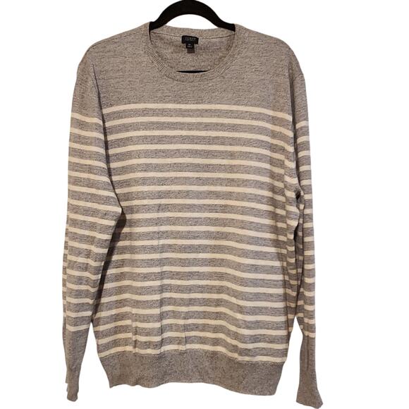 J. Crew Men's Linen Cotton Blend Striped, Crewneck Sweater, size XL - Picture 1 of 9